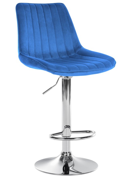 Barkruk Toni fluweel chroom, blauw