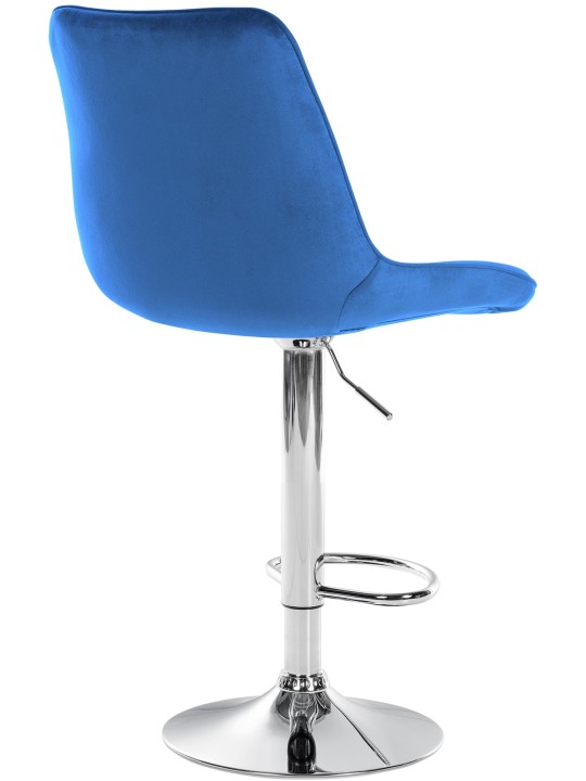 Barkruk Toni fluweel chroom, blauw