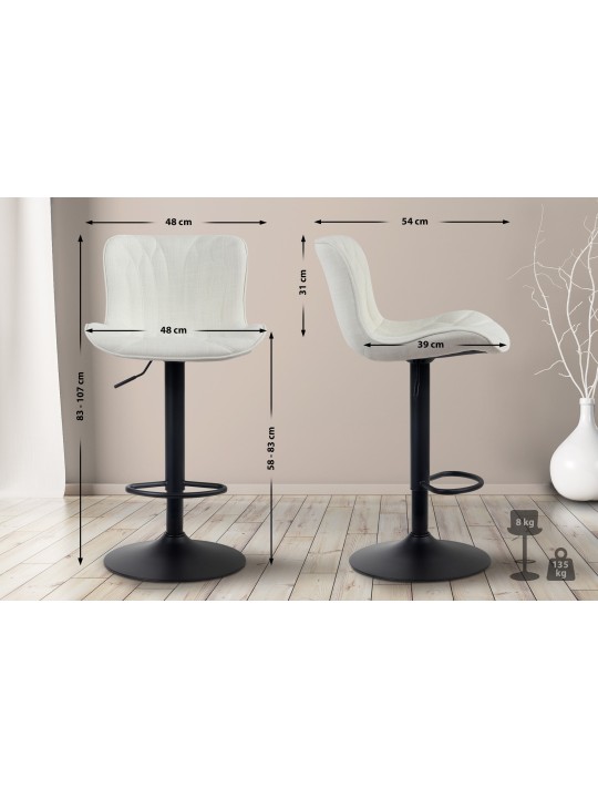 Barkruk Linus stof, crème