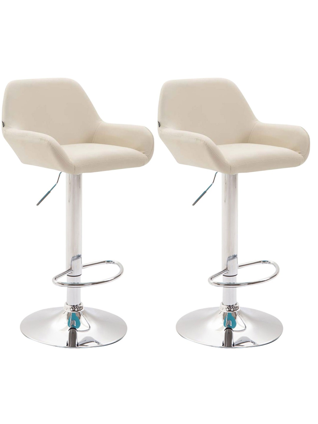 Set van 2 barkrukken Braga kunstleer chroom, crème