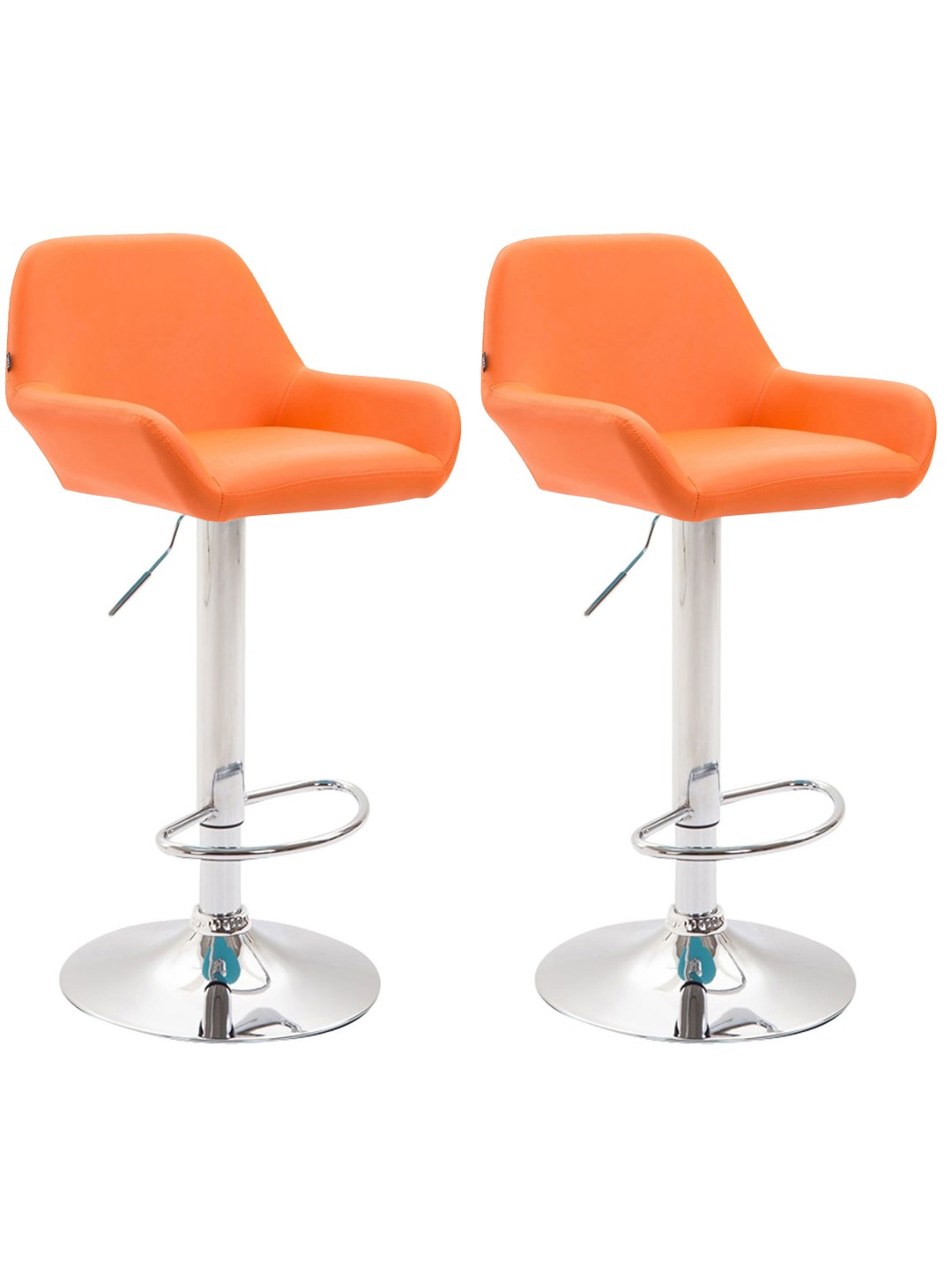 Set van 2 barkrukken Braga kunstleer chroom, oranje