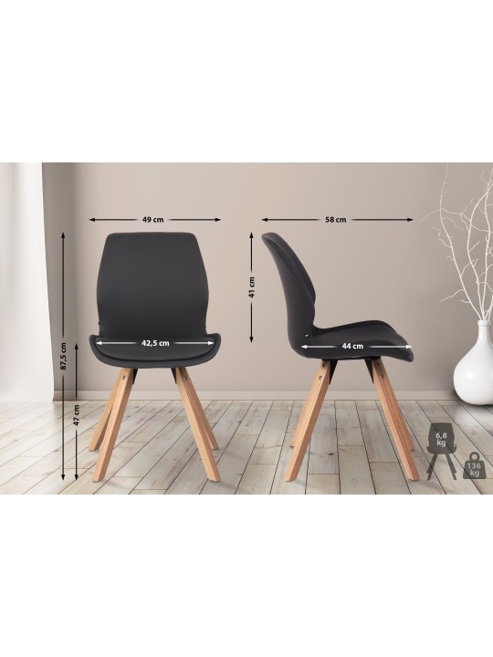 Set van 2 stoelen Luna kunstleer, zwart