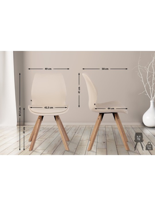 Set van 2 stoelen Luna kunstleer, crème Set van 2 stoelen Luna kunstleer, crème
