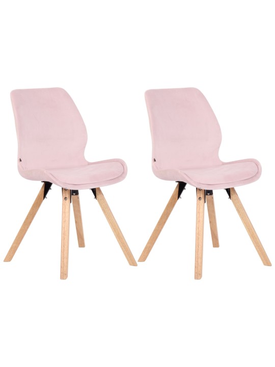 Set van 2 stoelen Luna fluweel, roze