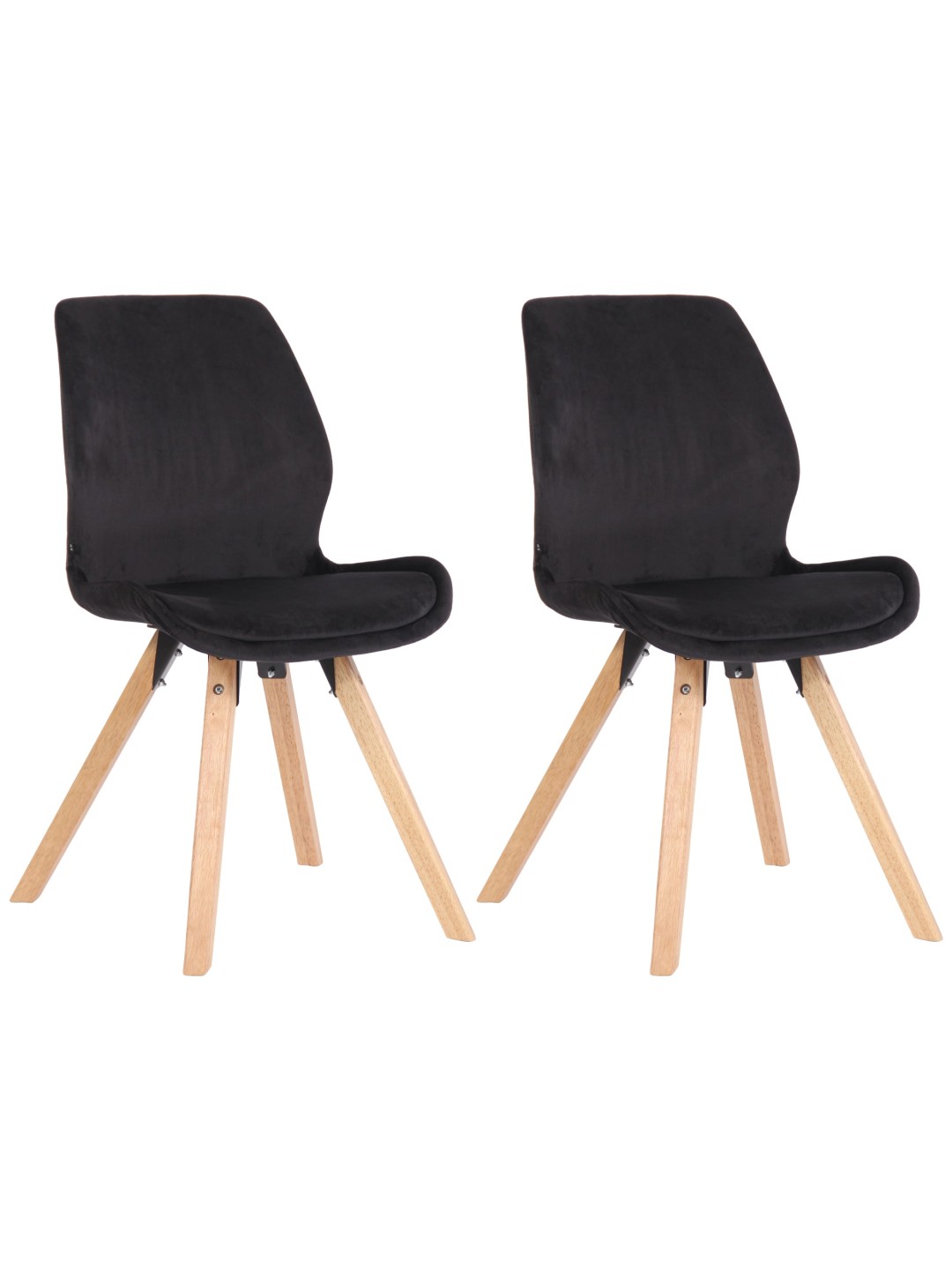 Set van 2 stoelen Luna fluweel, zwart