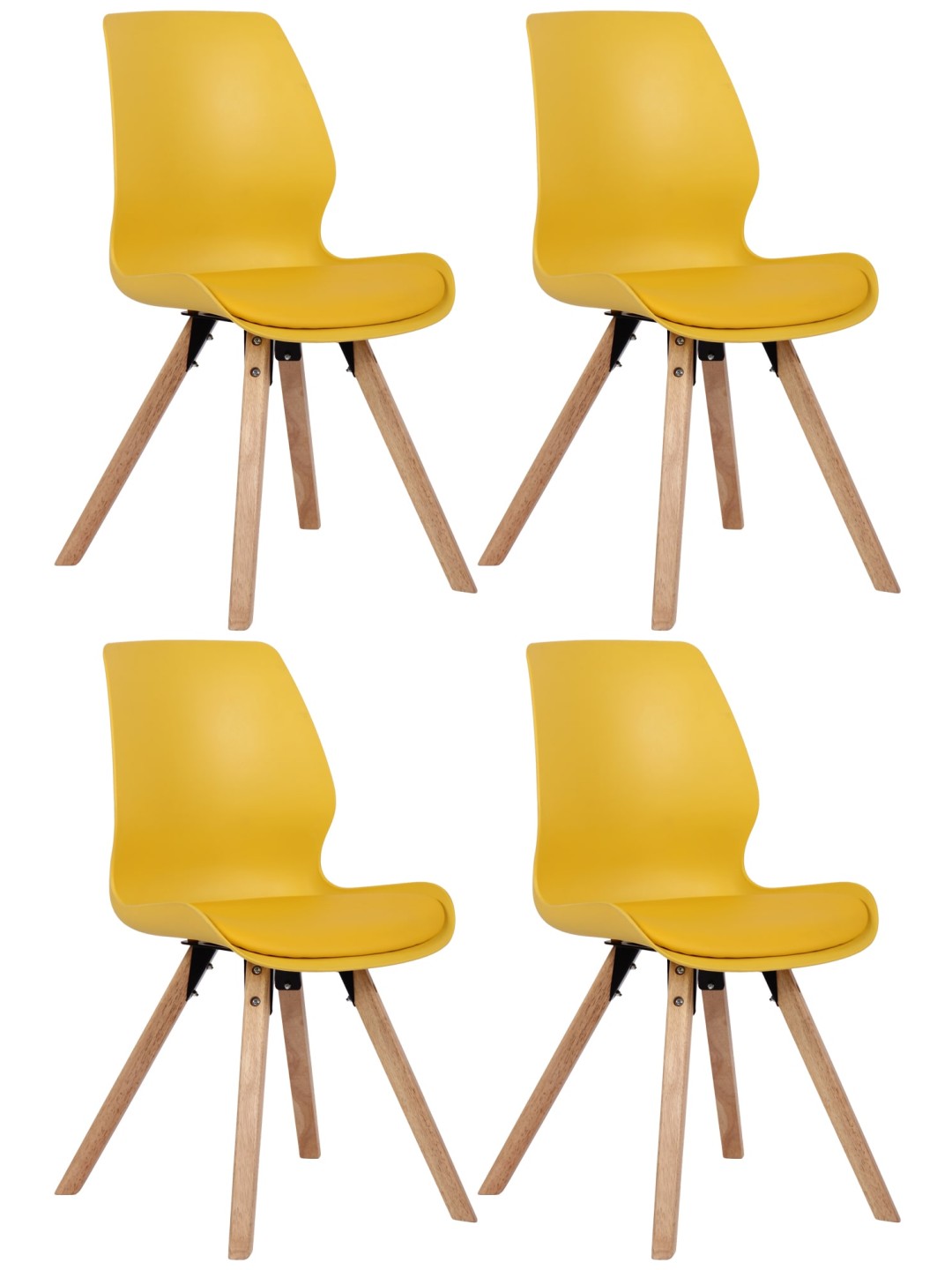Set van 4 stoelen Luna kunststof, geel