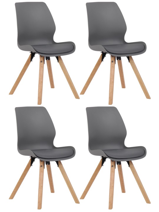 Set van 4 stoelen Luna kunststof, grijs Set van 4 stoelen Luna kunststof, grijs