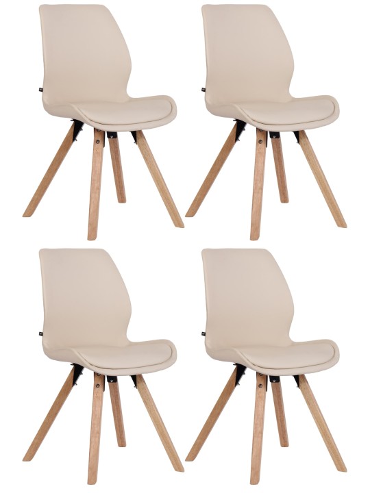 Set van 4 stoelen Luna kunstleer, crème
