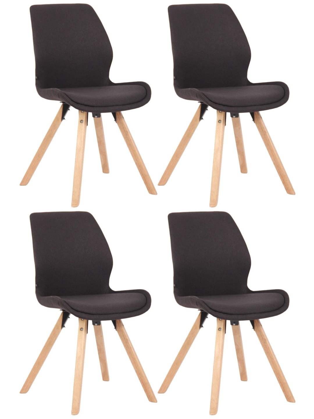 Set van 4 stoelen Luna stof, zwart