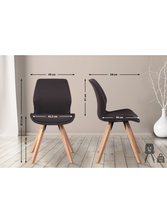 Set van 4 stoelen Luna stof, zwart