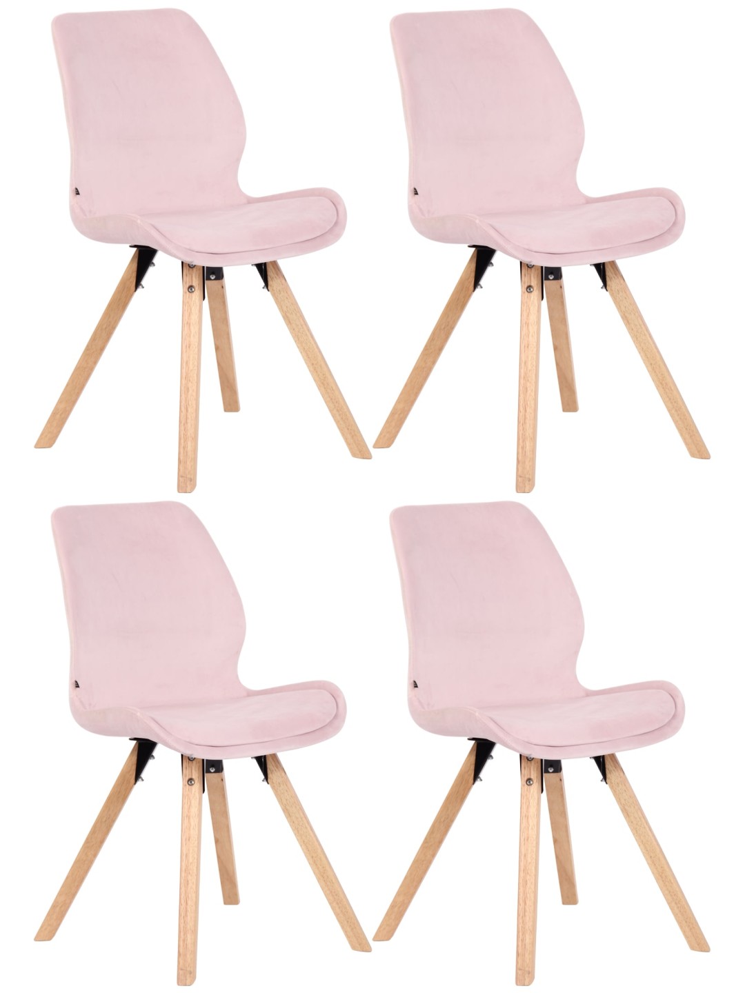 Set van 4 stoelen Luna fluweel, roze