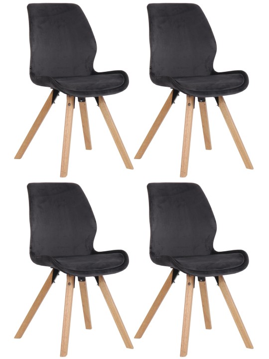 Set van 4 stoelen Luna fluweel, donkergrijs
