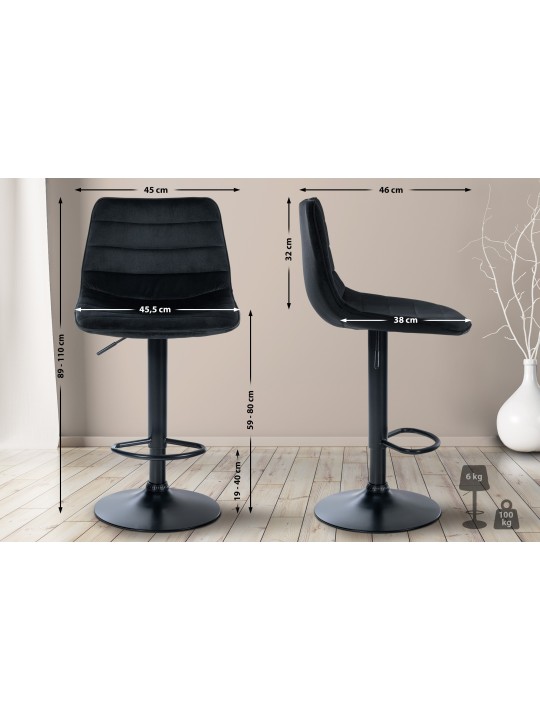 Barkruk Lex fluweel, zwart Barkruk Lex fluweel, zwart