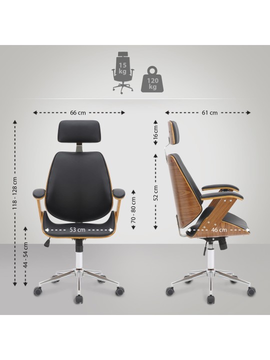 Bureaustoel Chicago kunstleer, walnoot/zwart