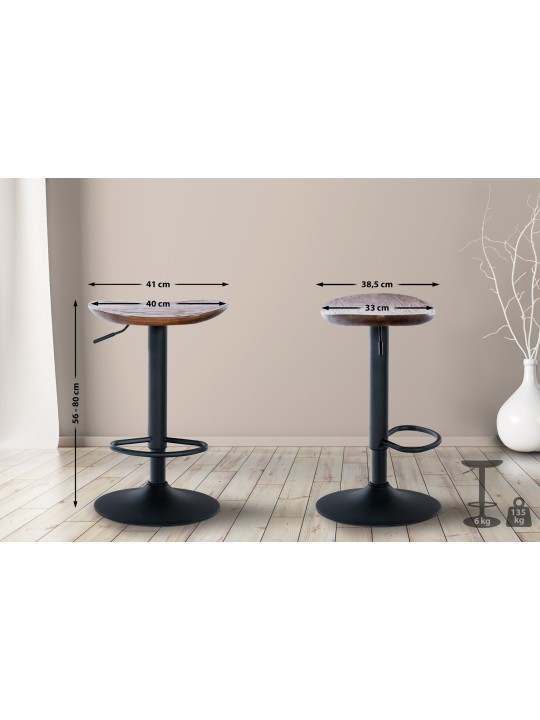 Set van 2 barkrukken Skelde, walnoot