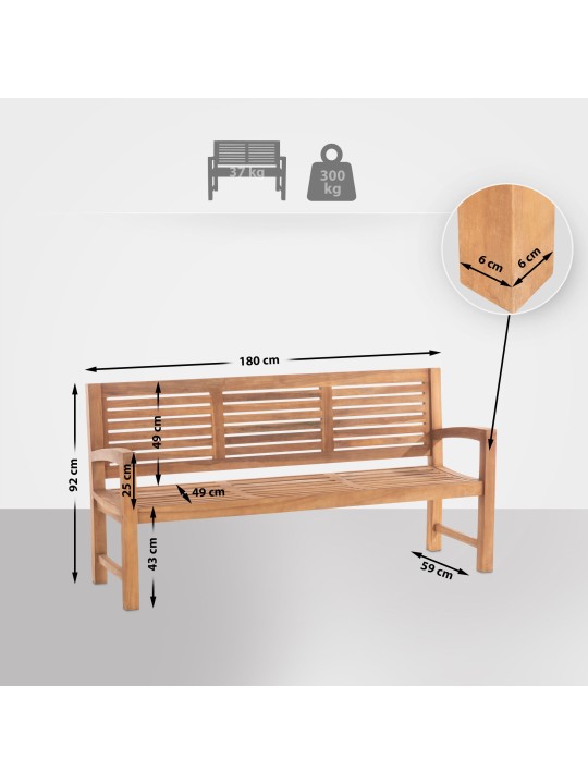 Teakhouten bank Halden 180 cm, teak