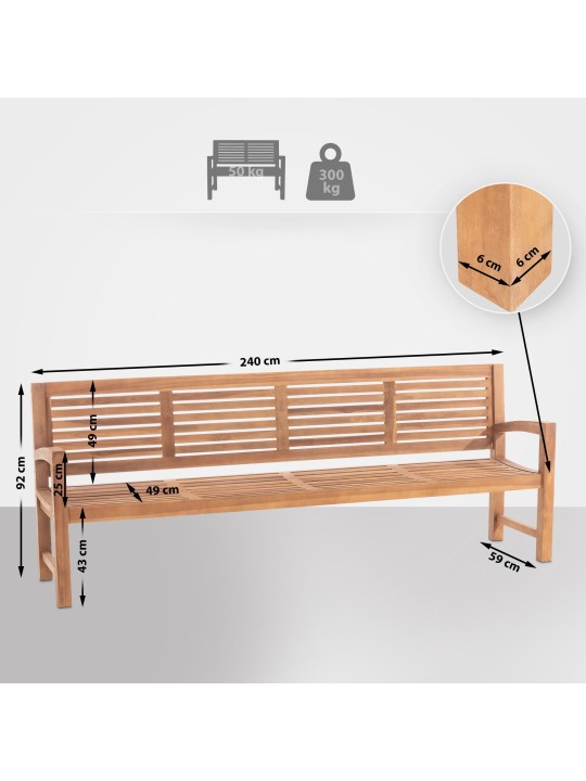 Teakhouten bank Halden 240 cm, teak