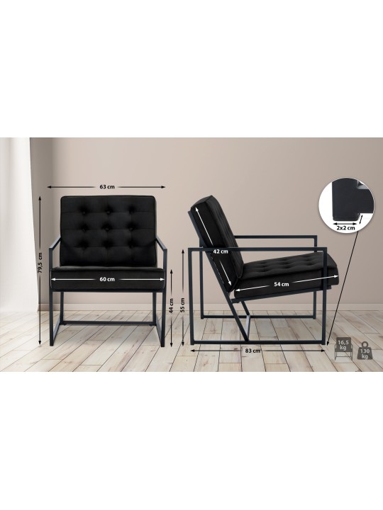 Ligstoel Avon fluweel, zwart Ligstoel Avon fluweel, zwart