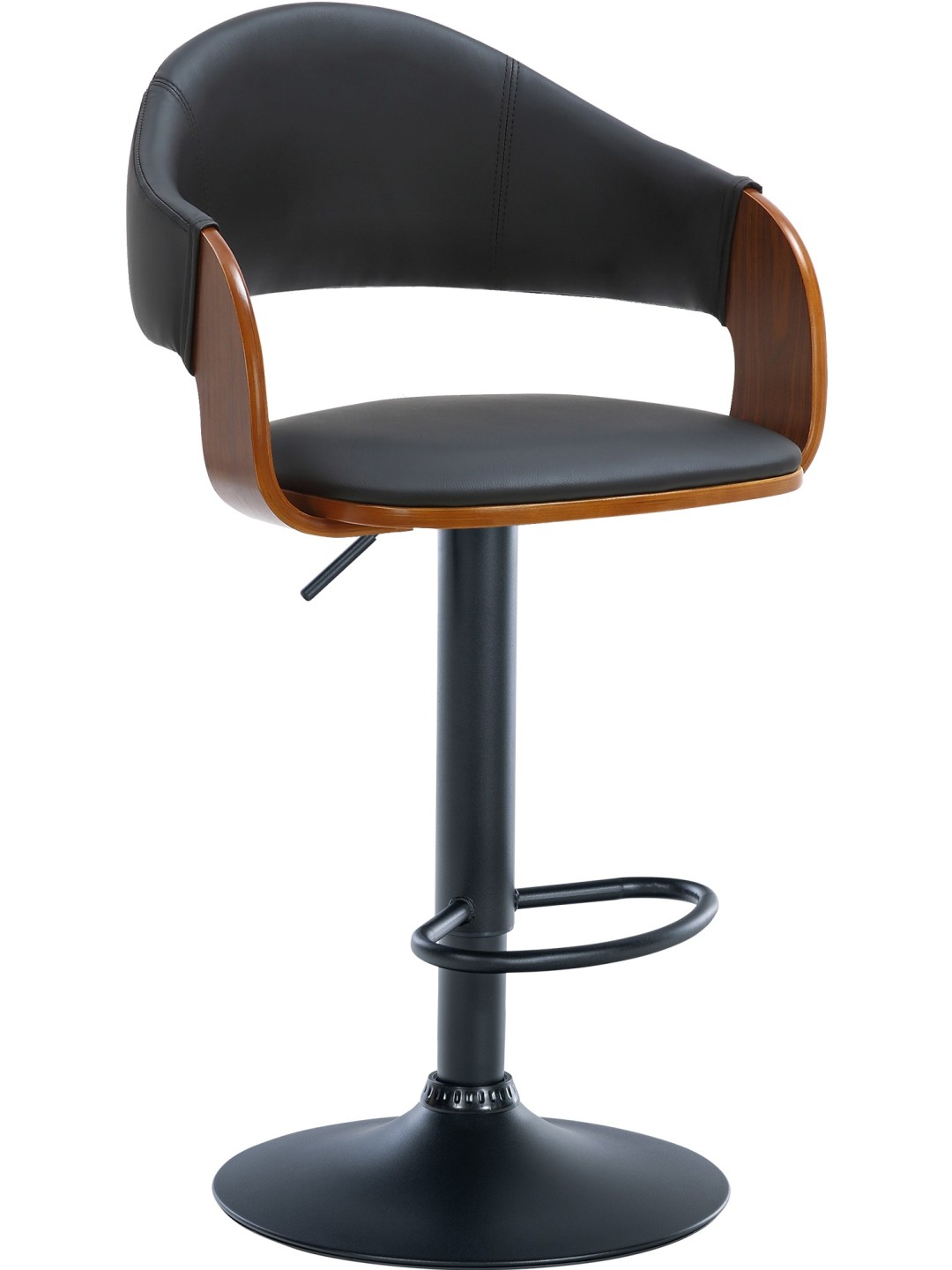 Barkruk Nilse kunstleer, walnoot/zwart