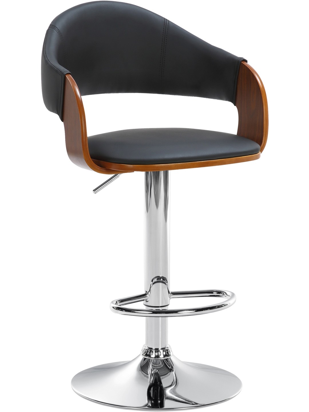 Barkruk Nilse kunstleer chroom, walnoot/zwart