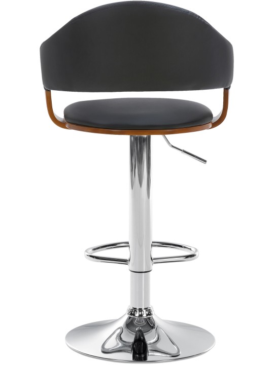 Barkruk Nilse kunstleer chroom, walnoot/zwart