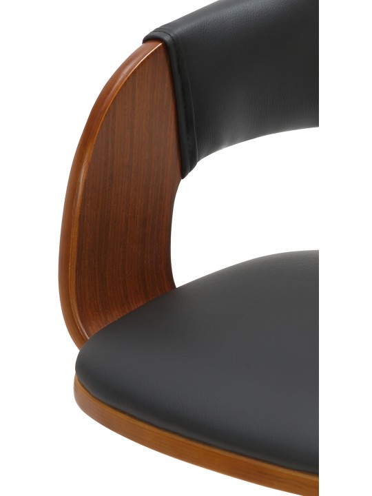 Barkruk Nilse kunstleer chroom, walnoot/zwart