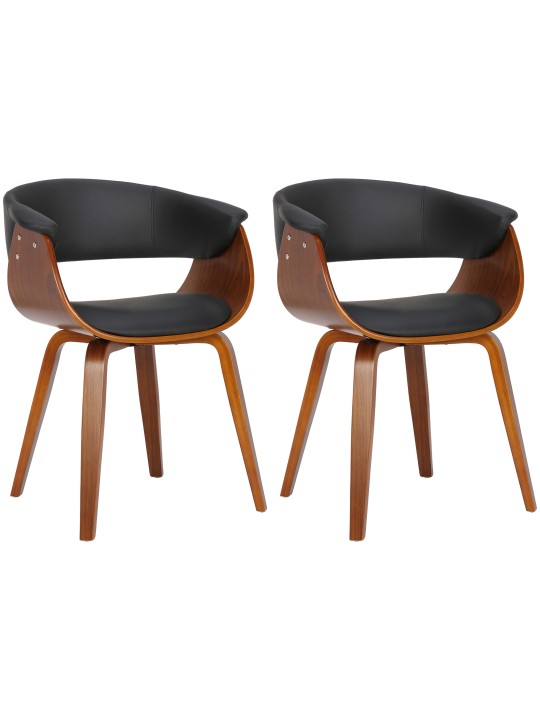 Set van 2 stoelen Bruce kunstleer walnoot, zwart