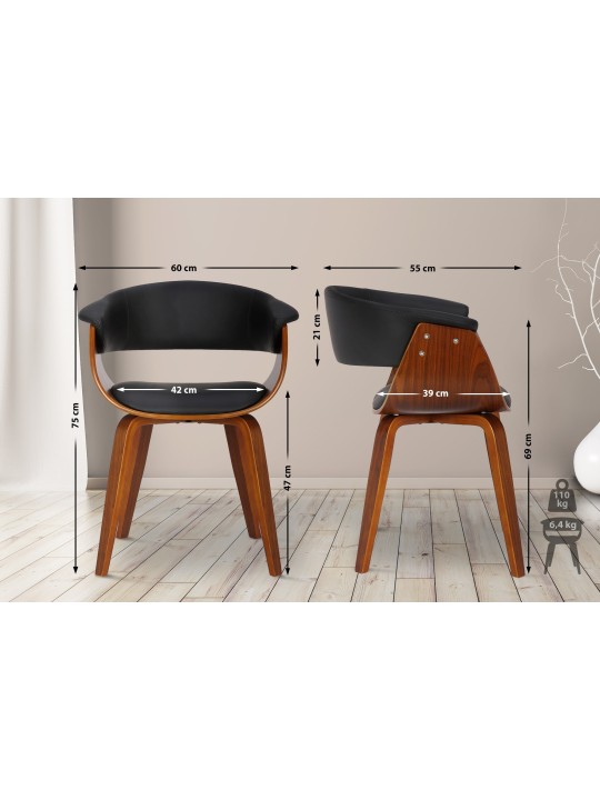 Set van 2 stoelen Bruce kunstleer walnoot, zwart