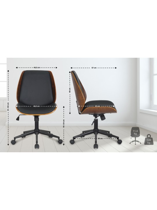 Bureaustoel Mitch, walnoot/zwart