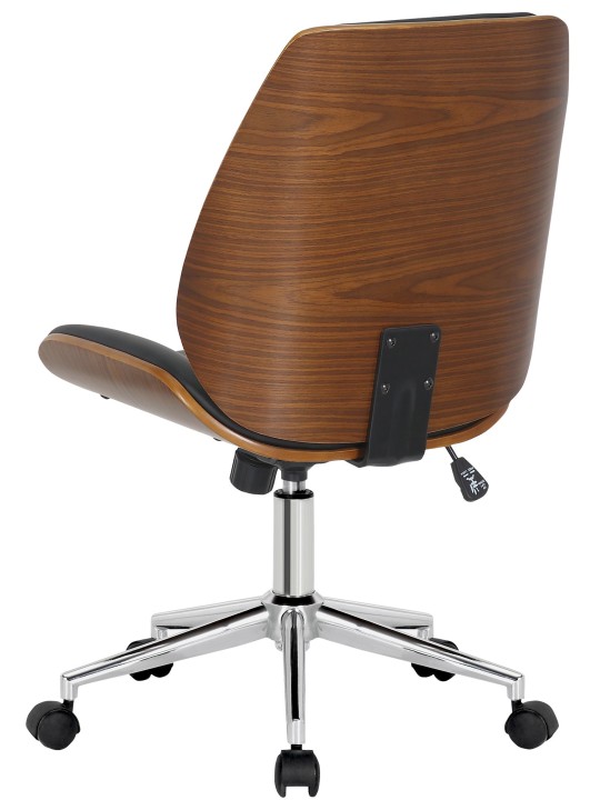 Bureaustoel Mitch chroom, walnoot/zwart