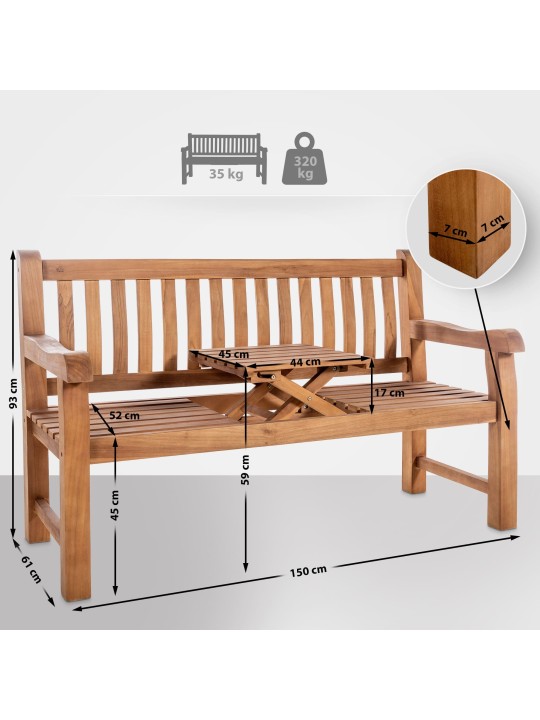 Teakhouten bank Orlando 150 cm, teak Teakhouten bank Orlando 150 cm, teak