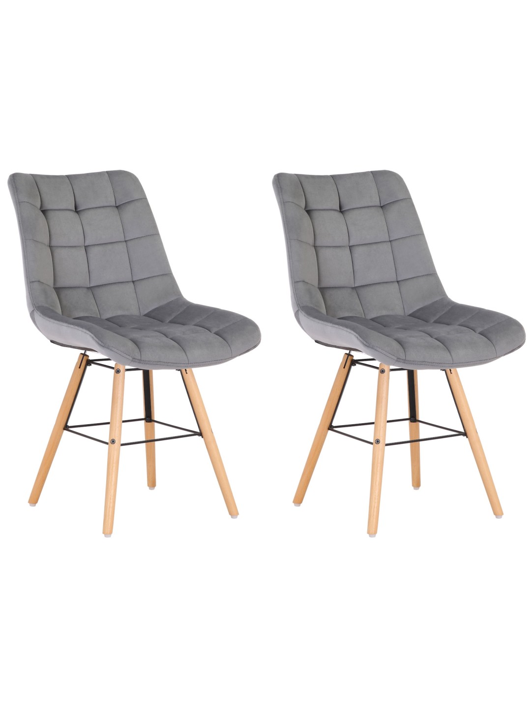 Set van 2 stoelen Leni fluweel, grijs