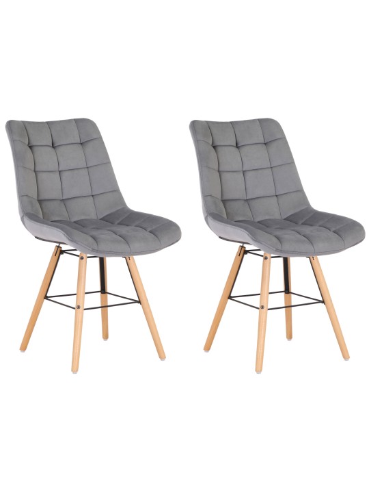 Set van 2 stoelen Leni fluweel, grijs