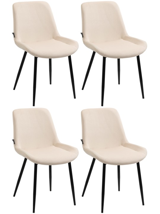 Set van 4 eetkamerstoelen Victoria fluweel, crème Set van 4 eetkamerstoelen Victoria fluweel, crème