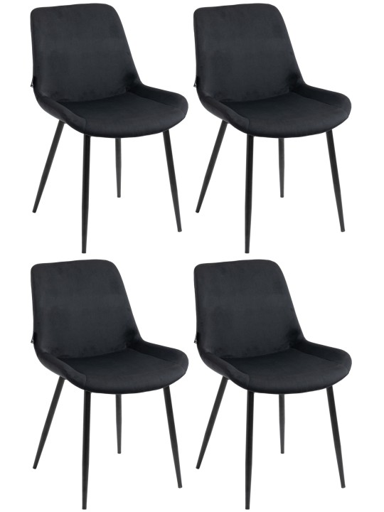 Set van 4 eetkamerstoelen Victoria fluweel, zwart