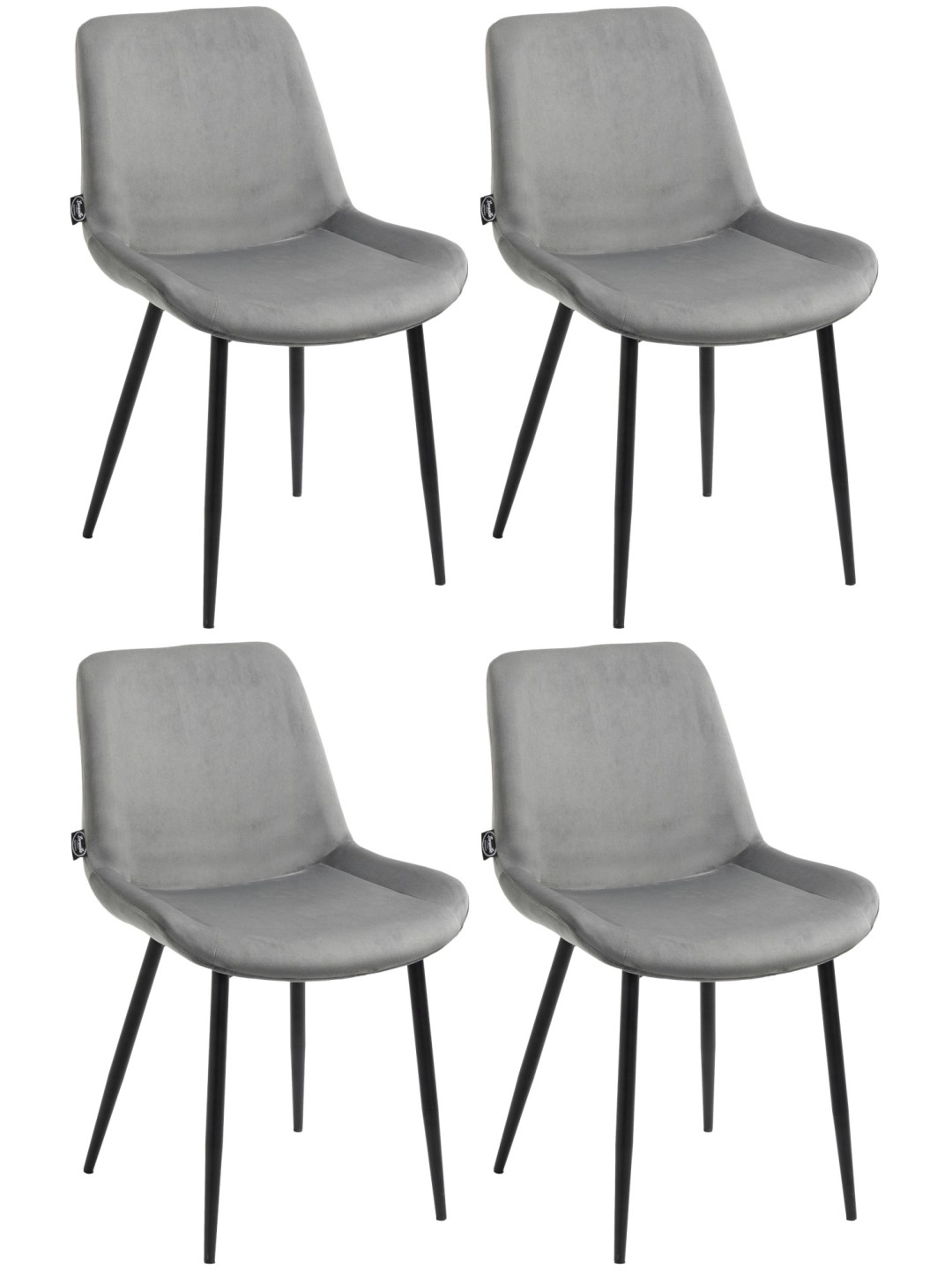 Set van 4 eetkamerstoelen Victoria fluweel, grijs