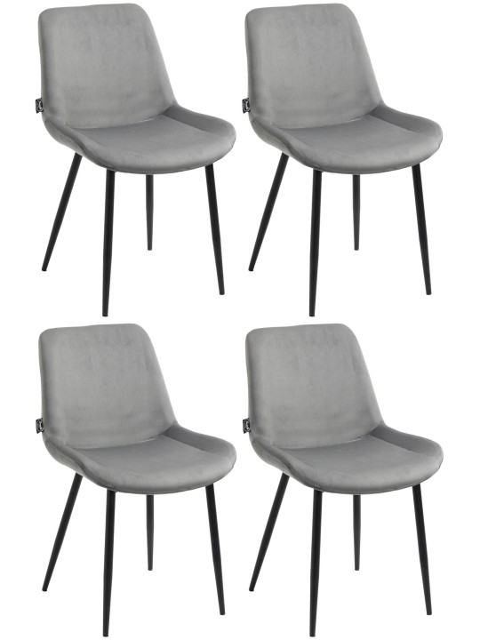 Set van 4 eetkamerstoelen Victoria fluweel, grijs Set van 4 eetkamerstoelen Victoria fluweel, grijs