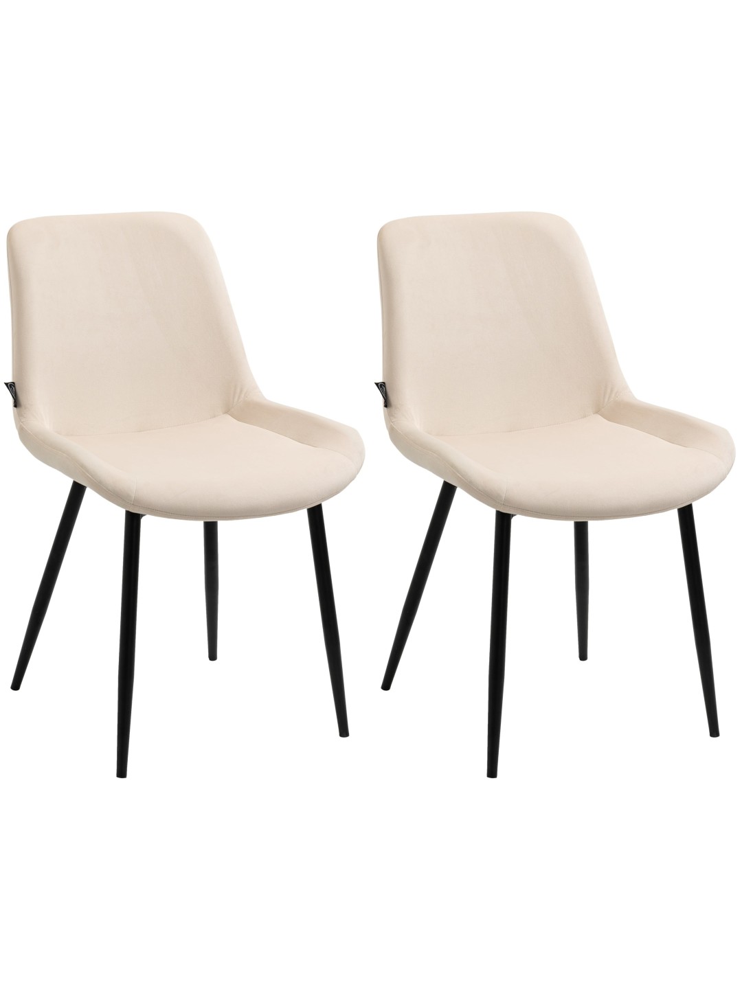 Set van 2 eetkamerstoelen Victoria fluweel, crème