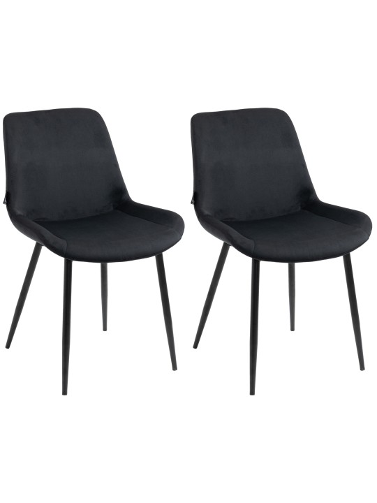 Set van 2 eetkamerstoelen Victoria fluweel, zwart