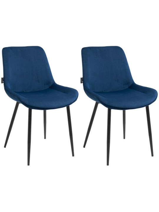 Set van 2 eetkamerstoelen Victoria fluweel, blauw