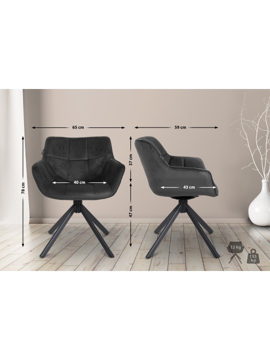 Stoel Westport Fluweel, donkergrijs Stoel Westport Fluweel, donkergrijs