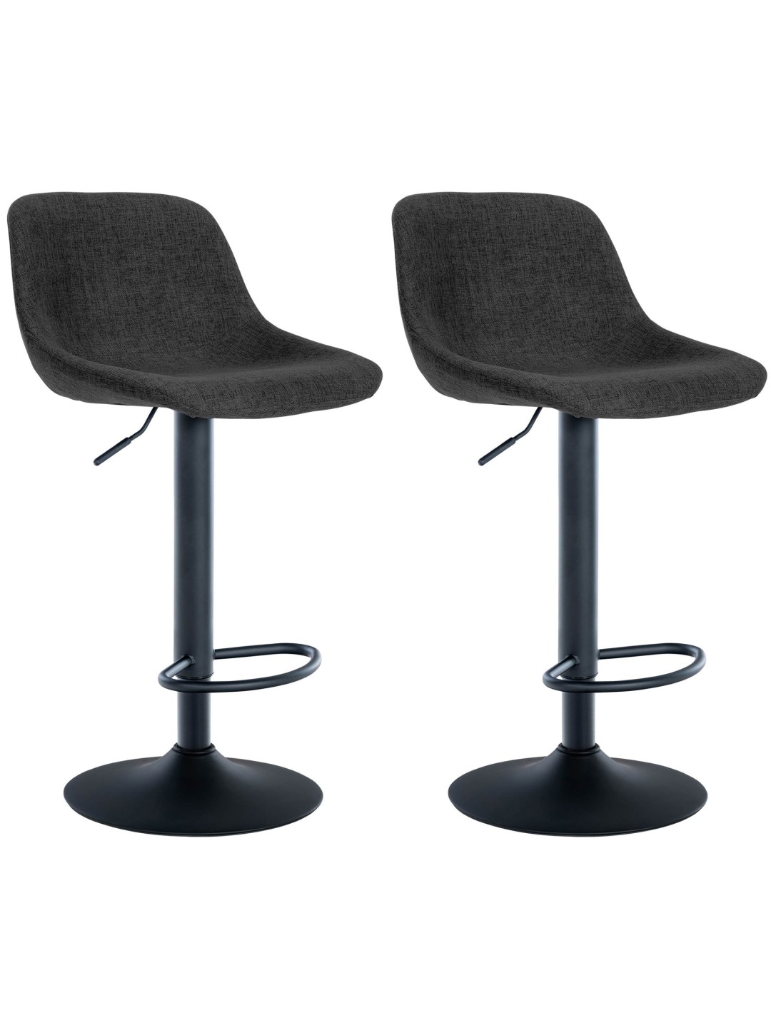 Set van 2 barkrukken loft stof, zwart