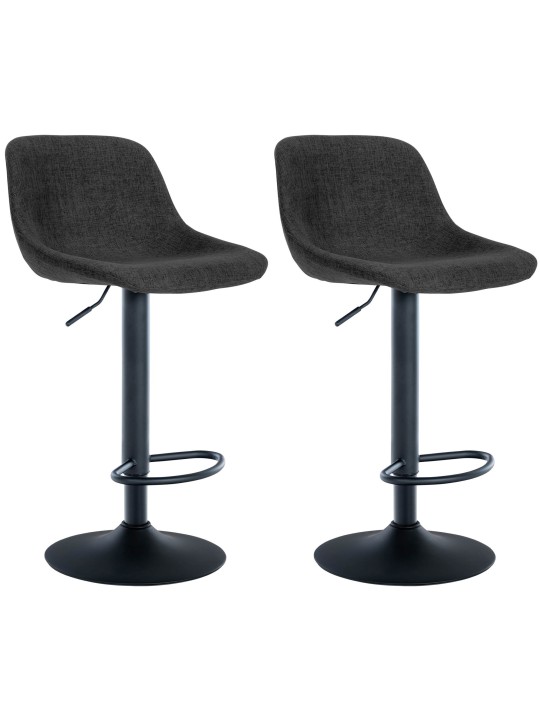 Set van 2 barkrukken loft stof, zwart