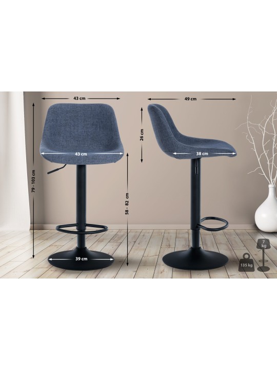 Set van 2 barkrukken loft stof, blauw