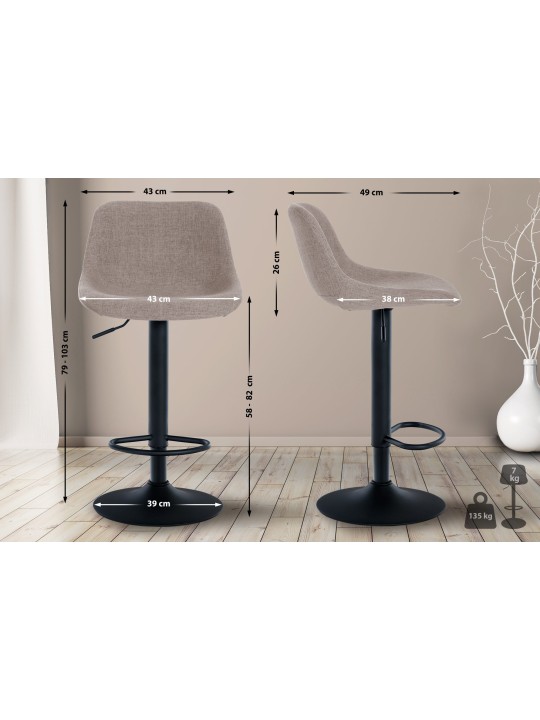 Set van 2 barkrukken loft stof, taupe