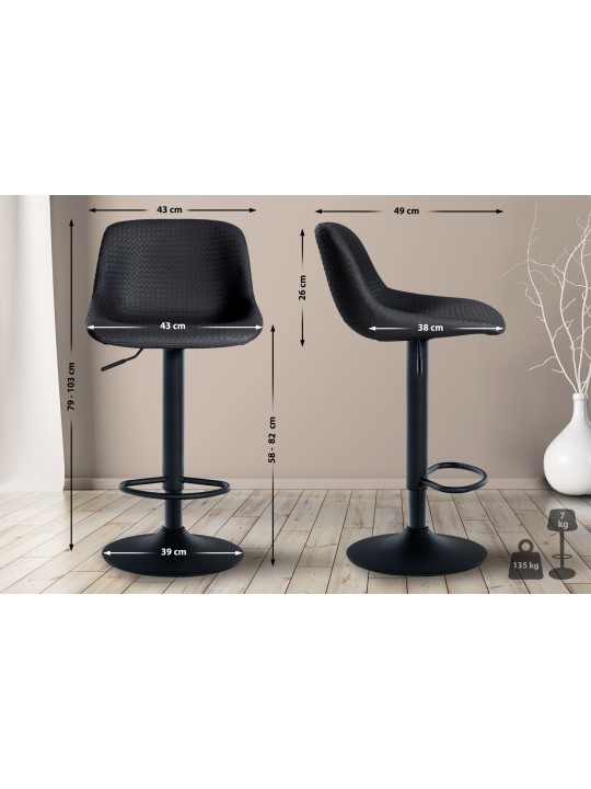 Set van 2 barkrukken Loft kunstleer, zwart