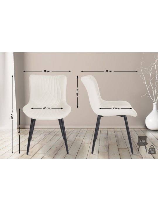 Stoel Brady fluweel, crème Stoel Brady fluweel, crème