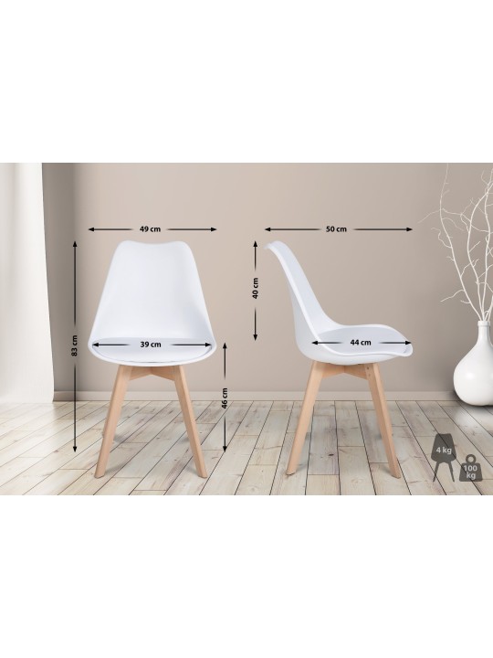 Set van 6 Ramsey eetkamerstoelen, wit