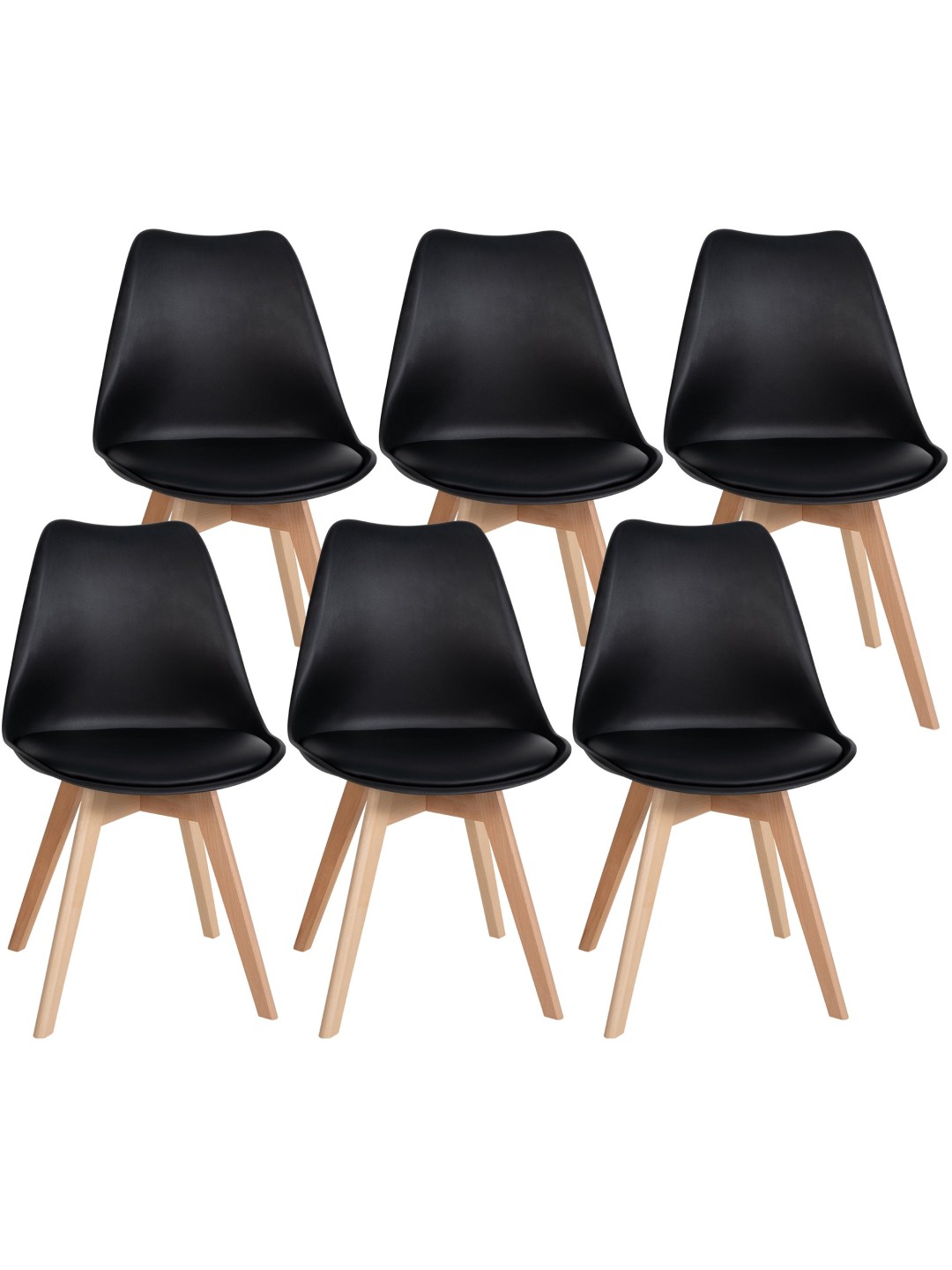Set van 6 Ramsey eetkamerstoelen, zwart