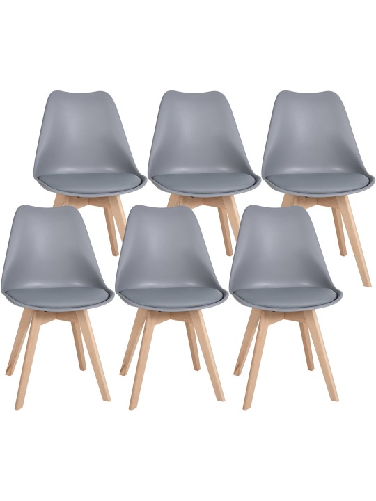 Set van 6 Ramsey eetkamerstoelen, grijs